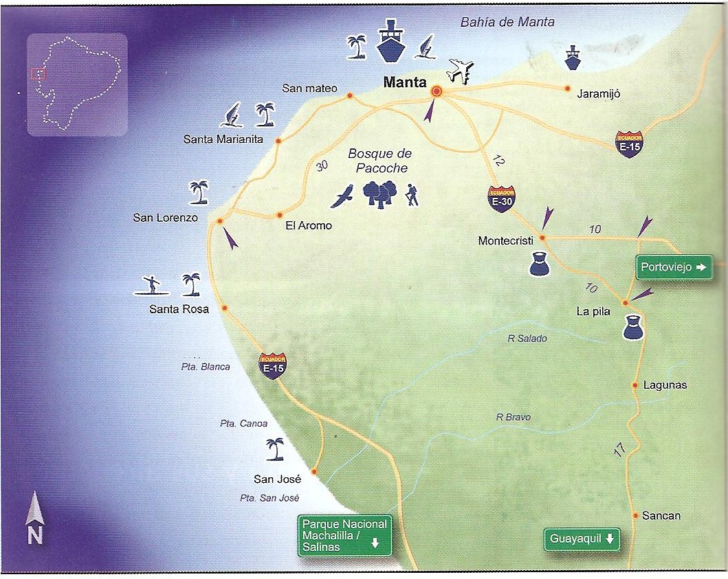 Manta Ecuador Tourist Map