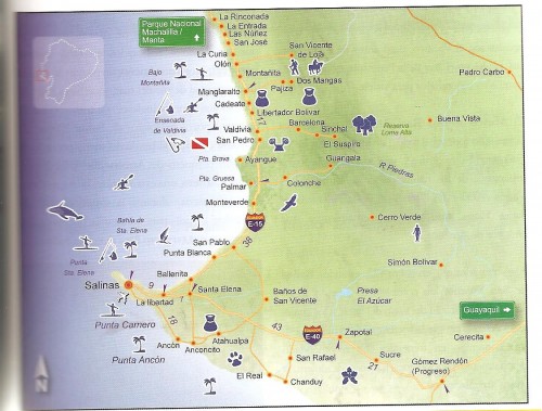 Map of South Ecuador Coast: Montanita, Olon, Salinas – The Ecuador Insider